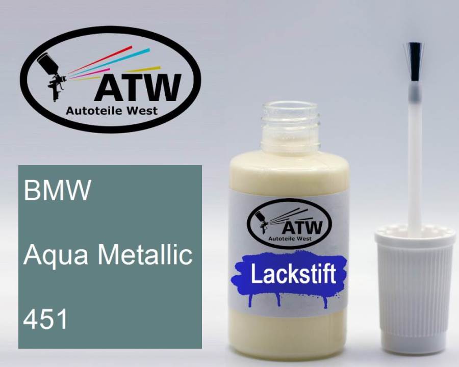 BMW, Aqua Metallic, 451: 20ml Lackstift, von ATW Autoteile West.